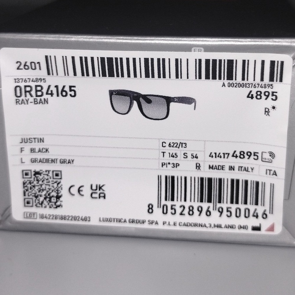 Ray-ban sunglasses brand new in box never opened rbf4165 Justin made in italy